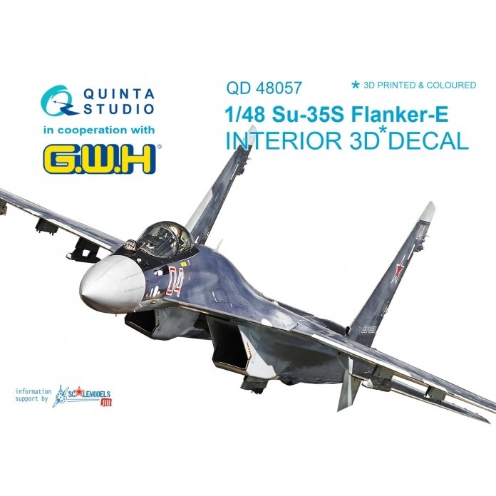 Quinta Studio QD48057 Su-35S 3D-Printed &amp;amp; coloured Interior on decal paper (for GWH kit) 1/48