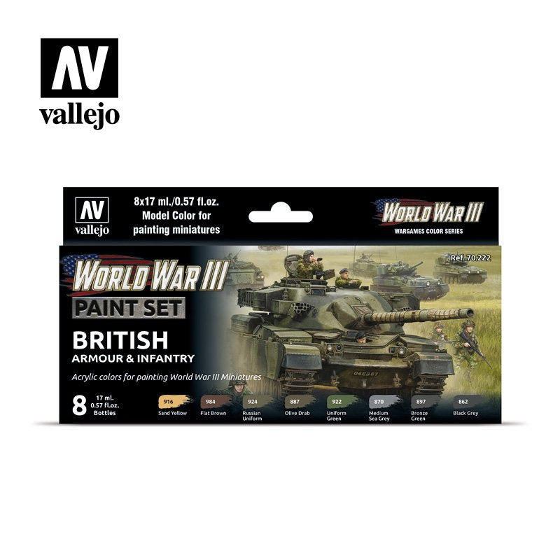 Vallejo 70222 WWIII British Armour &amp;amp; Infantry 8x17ml
