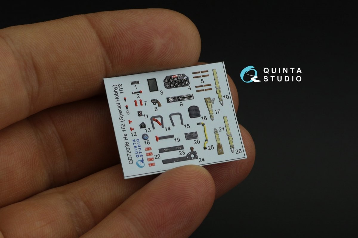 Quinta Studio QD72036 He 162 3D-Printed &amp;amp; coloured Interior on decal paper (Special Hobby) 1/72 – zdjęcie 9