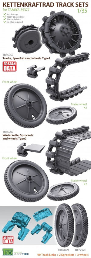 T-Rex Studio TR85060 Kettenkaraftrad Winterkette w/Sprockets, Wheels Type 2 1/35 – imagen 7