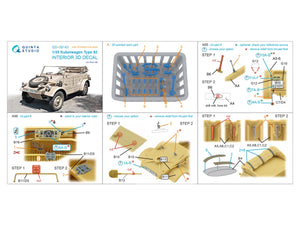 Quinta Studio QD+35143 Kubelwagen Type 82 3D-Printed &amp;amp; coloured Interior on decal paper (Hero) (with 3D-printed resin parts)1/35 – zdjęcie 15
