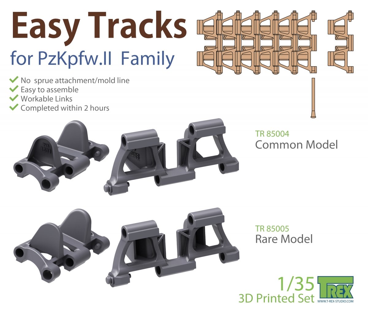 T-Rex Studio TR85005 PzKpfw II Tracks Rare Model 1/35 – zdjęcie 6