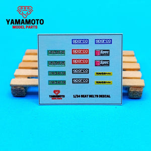 Yamamoto YMPTUN117 Racing Seatbelts 4 Points Set 2 - Blue &amp;amp; Green 1/24 – zdjęcie 2
