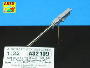 Aber A32109 Set of 8 turned cal .50 (12,7mm) U.S. Browning M2 barrels for P-47 Thunderbolt 1/32 – zdjęcie 3