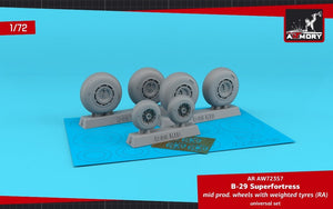 Armory Models AW72357 B-29 Superfortress mid production wheels w/ weighted tyres (RA) PE hubcaps 1/72