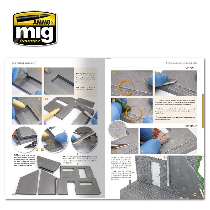 AMMO of Mig Jimenez 6135 HOW TO MAKE BUILDINGS. BASIC CONSTRUCTION AND PAINTING GUIDE (English) – zdjęcie 2