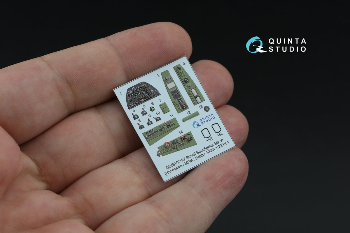 Quinta Studio QD72197 Bristol Beaufighter Mk.VI 3D-Printed &amp;amp; coloured Interior on decal paper (Hasegawa/MPM/Hobby2000) 1/72 – zdjęcie 4