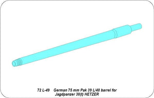 Aber 72L-49 German 75 mm Pak39 L/48 barrel for Hetzer 1/72 – image 3