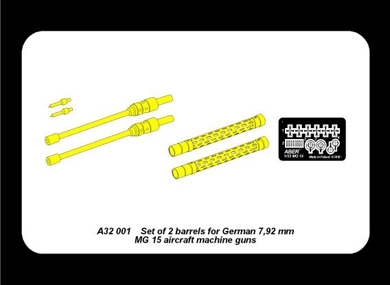 Aber A32001 Set of 2 barrels for German 7,92 mm MG 15 aircraft machine guns 1/32 – zdjęcie 5