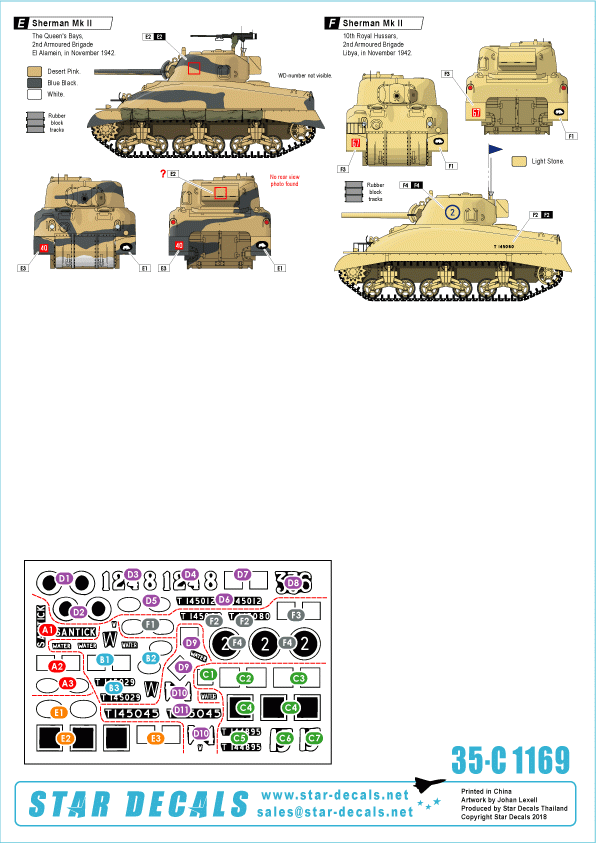 Star Decals 35-C1169 Sherman Mk II, Early production in 1942 1/35 – image 2