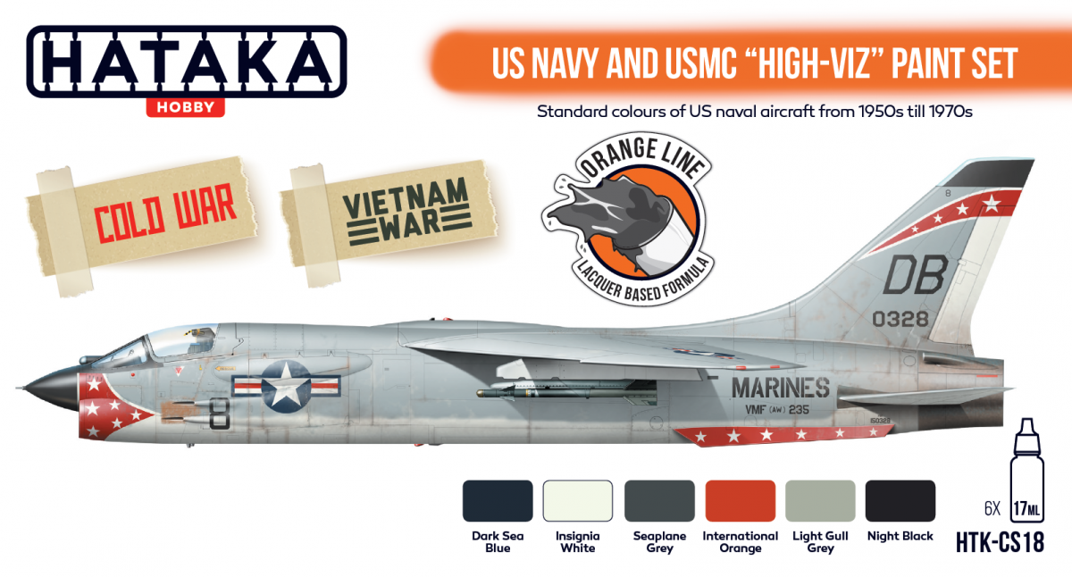 Hataka HTK-CS18 ORANGE LINE – US Navy and USMC high-viz Paint Set 6x17ml – zdjęcie 2