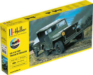 Heller 57105 STARTER KIT US 1/4 TON TRUCK &amp;#39;N TRAILER 1/35 – zdjęcie 2