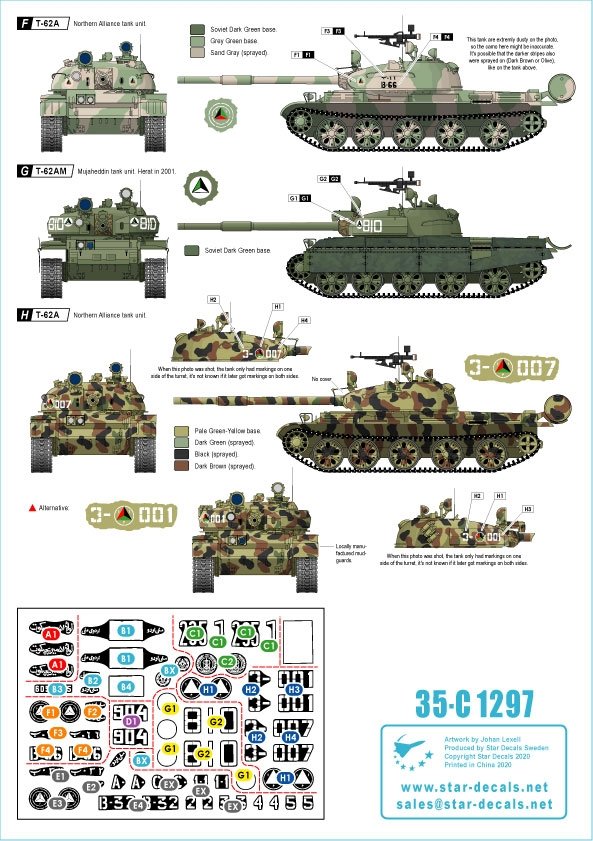 Star Decals 35-C1297 Afghan Tanks 3. T-62A/AM 1/35 – zdjęcie 2