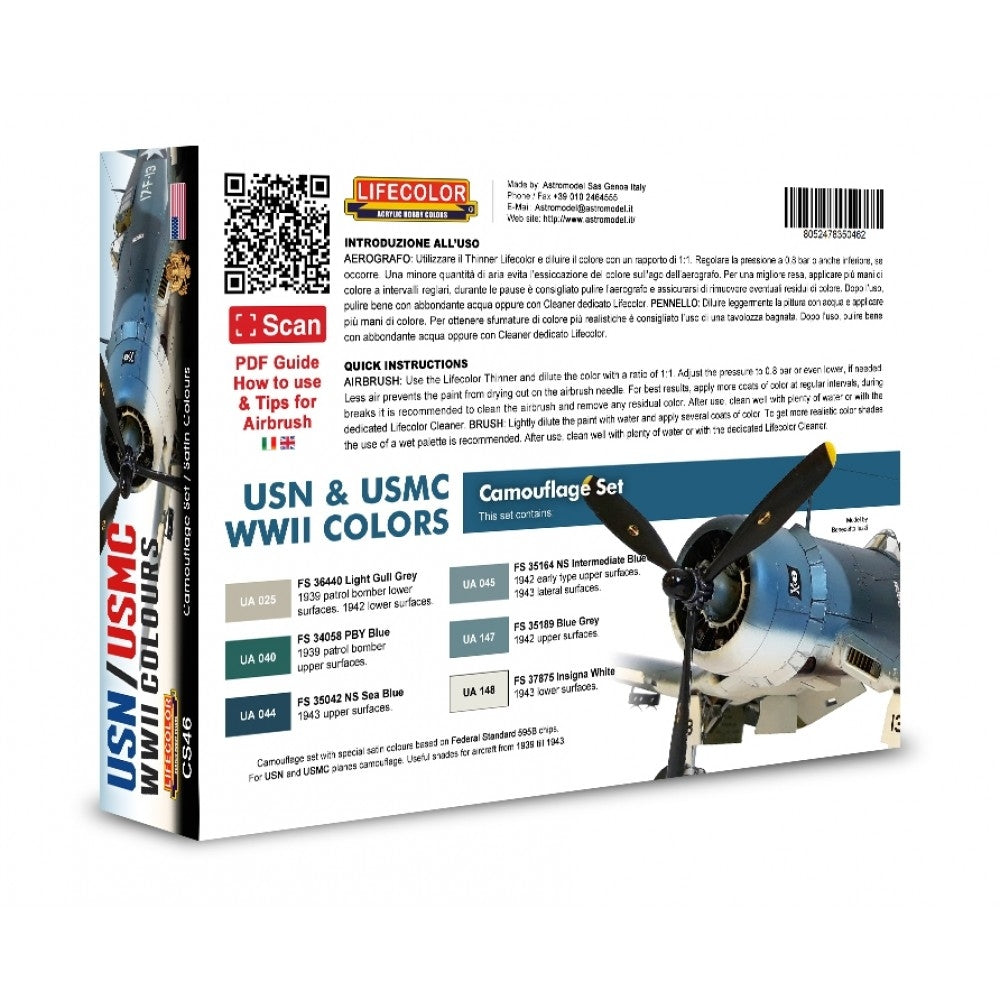 Lifecolor CS46 Acrylic paint set American Aircraft Set 1 USN &amp;amp; USMC WWII 6x22ml – zdjęcie 2