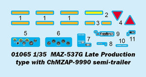 Trumpeter 01065 MAZ-537G Late Production type with ChMZAP-9990 semi-trailer 1/35 – zdjęcie 4
