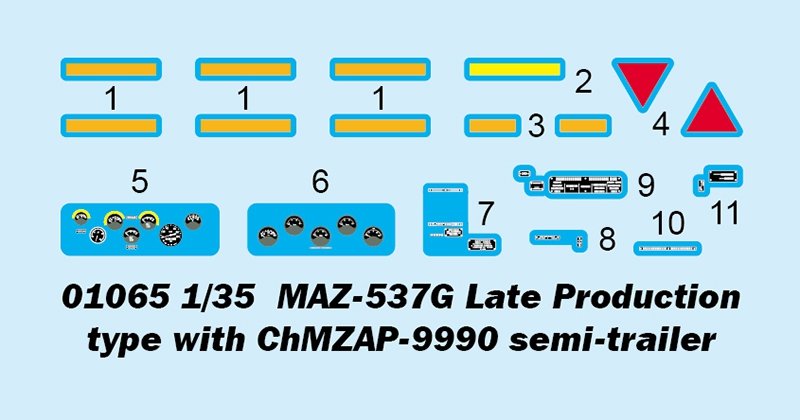 Trumpeter 01065 MAZ-537G Late Production type with ChMZAP-9990 semi-trailer 1/35 – zdjęcie 4