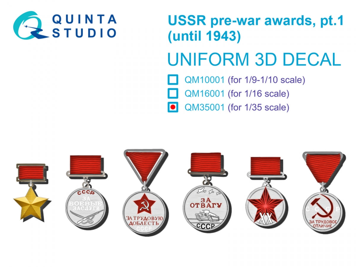 Quinta Studio QM35001 USSR pre-war awards, pt1 (until 1943) 1/35