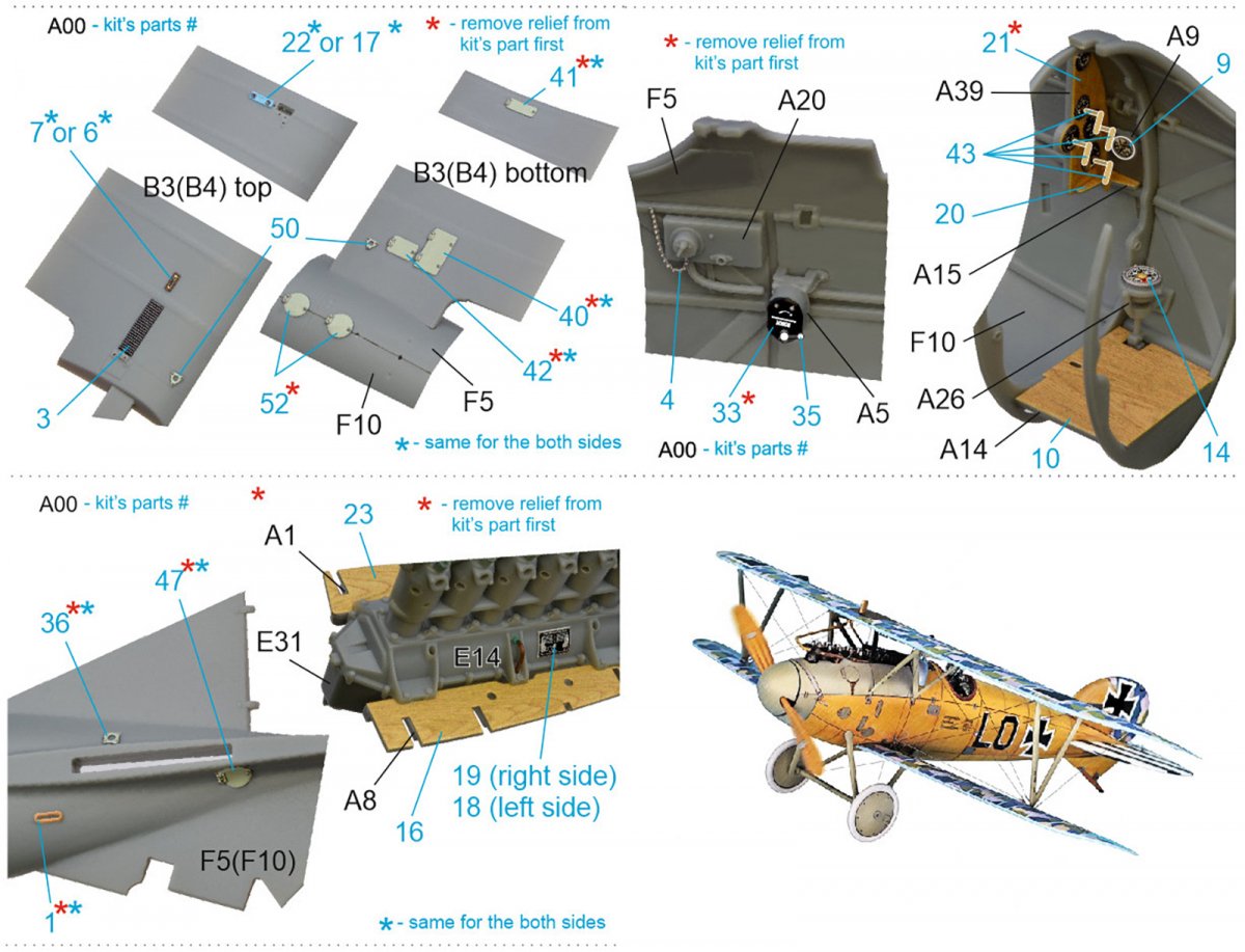 Intérieur imprimé en 3D et coloré sur papier décalcomanie (Wingnut Wings) Quinta Studio QD32085 Albatros DV 1/32  – image 3