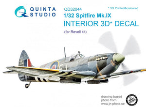 Quinta Studio QD32044 Spitfire Mk. IX 3D-Printed &amp;amp; coloured Interior on decal paper (for Revell kit) 1/32