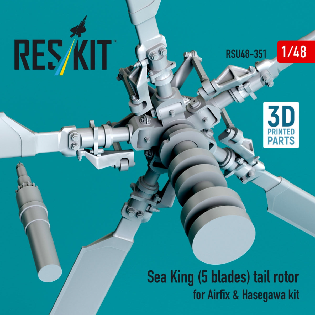 RESKIT RSU48-0351 Sea King (5 blades) tail rotor for Airfix &amp;amp; Hasegawa kit (3D printed) 1/48 – zdjęcie 3