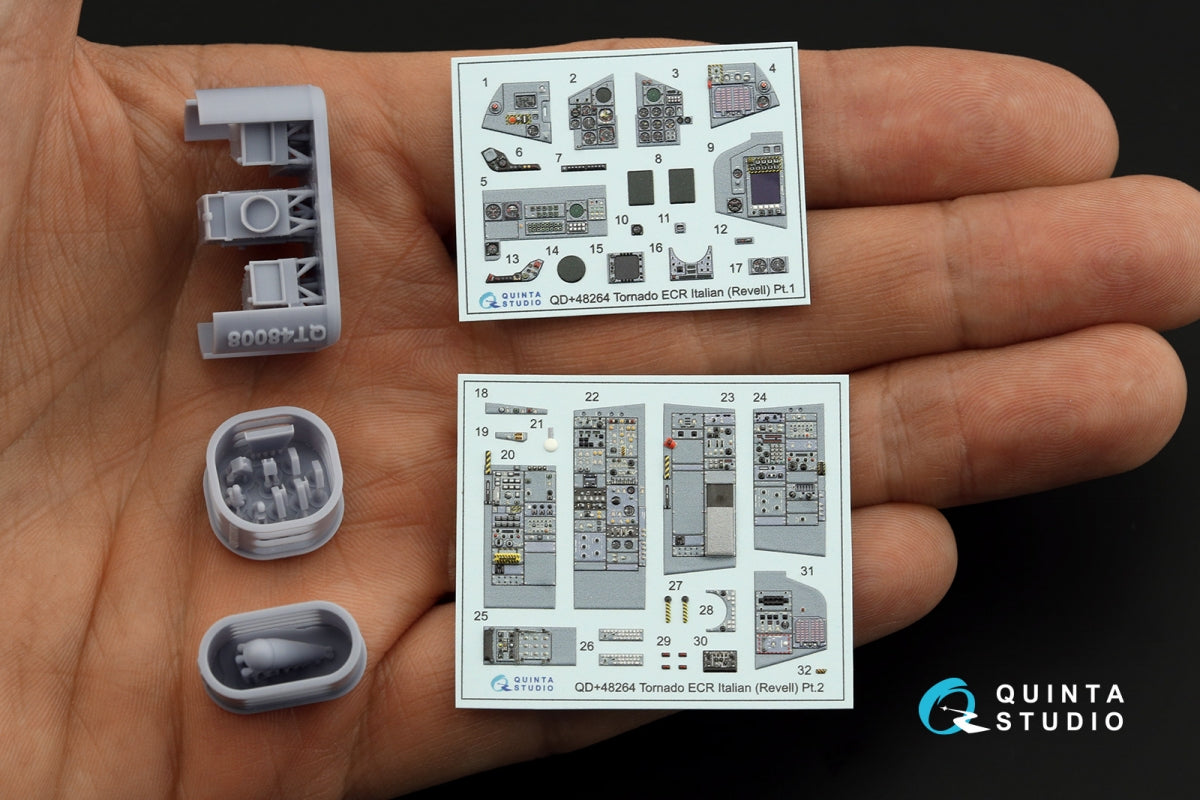 Quinta Studio QDS+48264 Tornado ECR Italian 3D-Printed coloured Interior on decal paper (Revell) (small version) (with 3D-printed resin parts) 1/48 – zdjęcie 2
