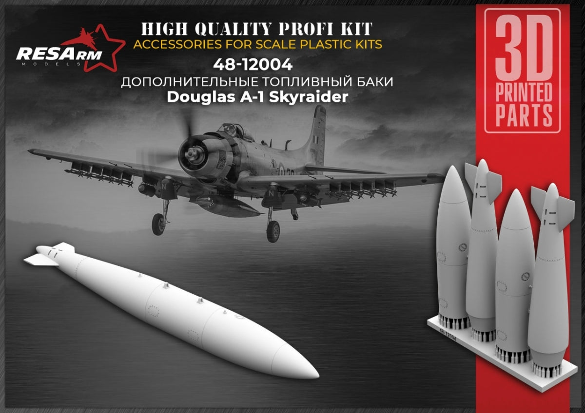 RESARM 48-12004 DROP TANK - Additional fuel tanks for Douglas A-1 Skyraider (3D resin printing) 1/48