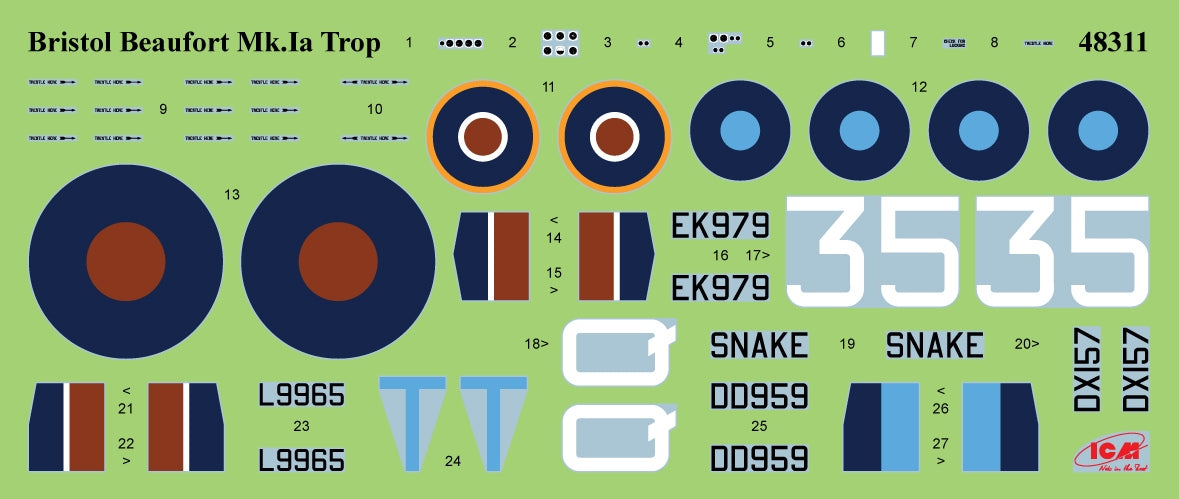 ICM 48313 Bristol Beaufort Mk.IA with RAF pilots 1/48 – image 2