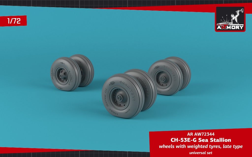 Armory Models AW72344 CH-53 Sea Stallion wheels w/ weighted tires, late 1/72 – zdjęcie 2