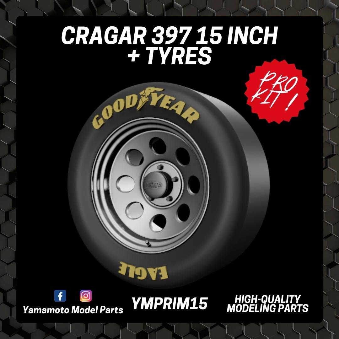 Yamamoto YMPRIM15 Cragar 397 15" + Tyres Prokit! 1/24