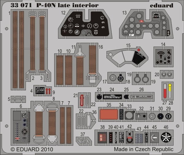 Eduard 33071 P-40N intérieur SA tardif pour HASEGAWA 1/32