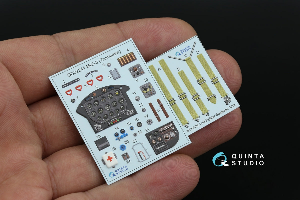 Quinta Studio QD+32241 MiG-3 3D-Printed &amp;amp; coloured Interior on decal paper (Trumpeter) (with 3D-printed resin parts) 1/32 – zdjęcie 4