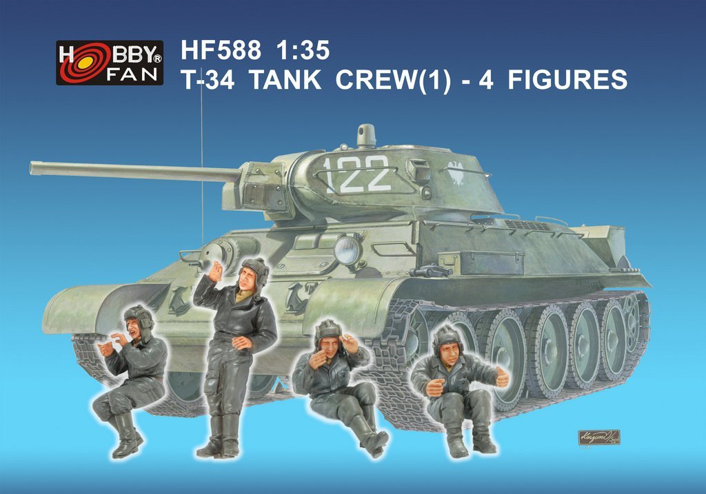 Hobby Fan HF588 ÉQUIPAGE DE CHAR T-34 (1) - 4 FIGURINES
