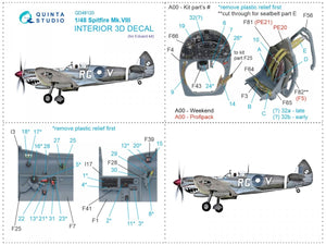 Quinta Studio QD48120 Spitfire Mk.VIII 3D-Printed &amp;amp; coloured Interior on decal paper (Eduard) 1/48 – zdjęcie 12