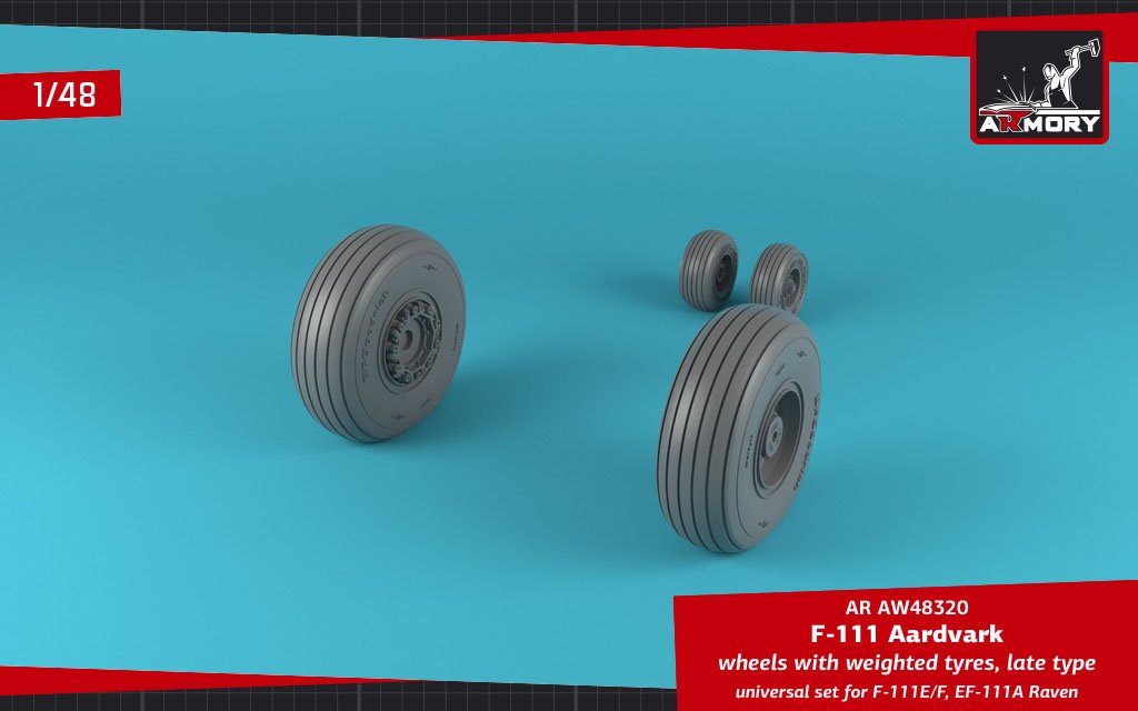 Armory Models AW48320 F-111E/F Aardvark / EF-111A Raven wheels w/ weighted tyres 1/48 – zdjęcie 3