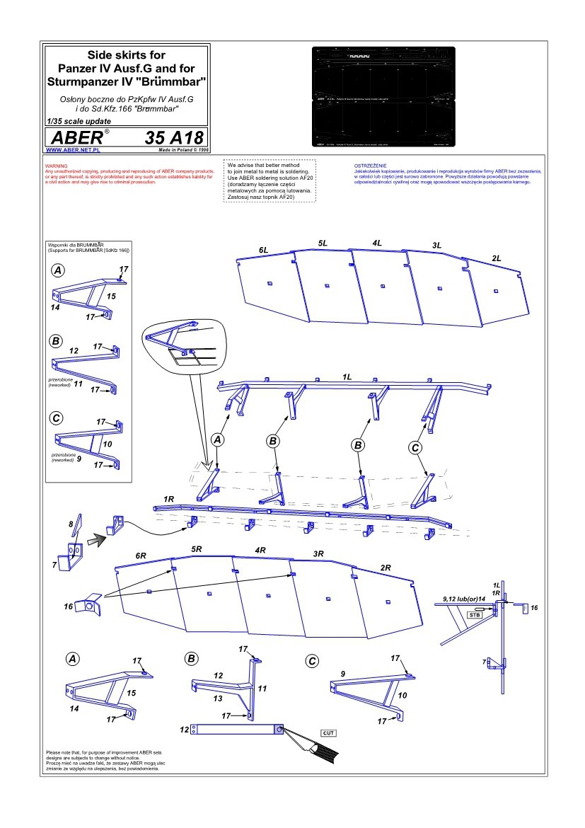 Aber 35A018 Side skirts for PzKpfw IV(G), Brumbar (early) (1/35) – image 4