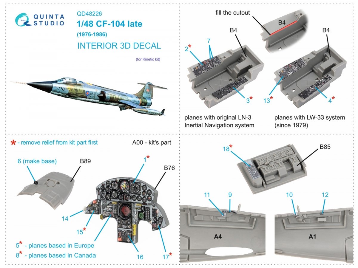 Quinta Studio QD48226 CF-104 Late 3D-Printed &amp;amp; colored Interior on decal paper (Kinetic) 1/48 – image 2