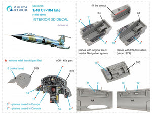Quinta Studio QD48226 CF-104 Late 3D-Printed &amp;amp; colored Interior on decal paper (Kinetic) 1/48 – image 2