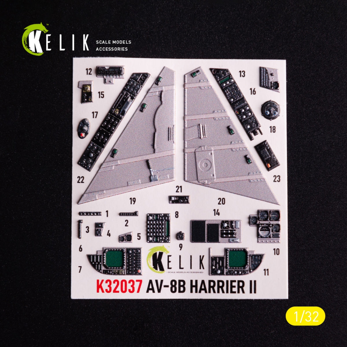Kelik K32037 AV-8 Harrier - interior 3D decals for Trumpeter kit 1/32