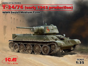 ICM 35365 T-34/76 (production début 1943) Char moyen soviétique de la Seconde Guerre mondiale (1/35)