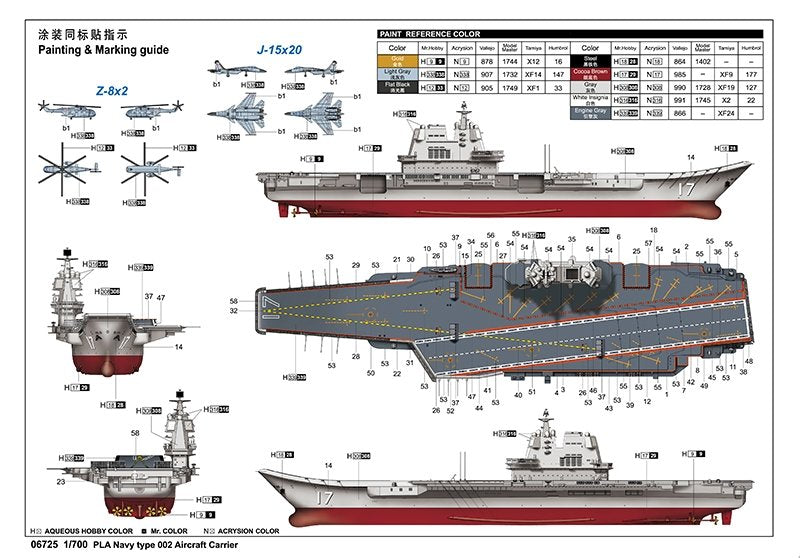 Trumpeter 06725 PLA Navy type 002 Aircraft Carrier 1/700 – zdjęcie 12