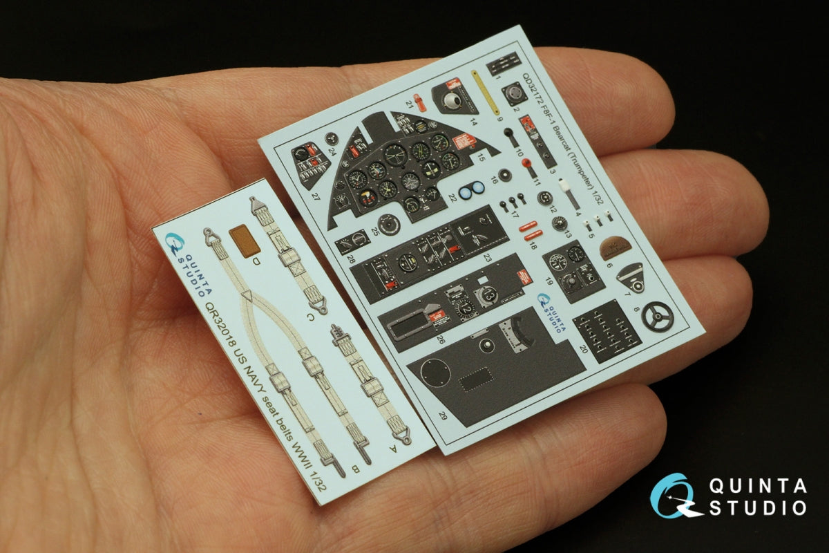Quinta Studio QD32172 F8F-1 Bearcat 3D-Printed coloured Interior on decal paper (Trumpeter) 1/32 – zdjęcie 9