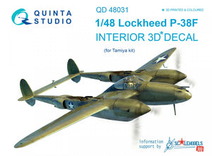 Quinta Studio QD48031 P-38F 3D-Printed &amp;amp; coloured Interior on decal paper (for Tamiya kit) 1/48