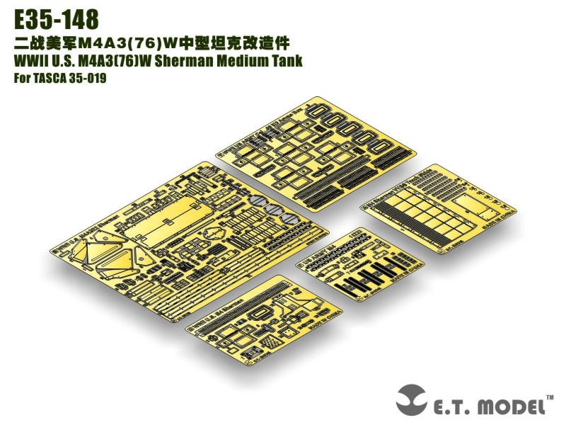 Maquette ET E35-148 Char moyen américain M4A3(76)W Sherman de la Seconde Guerre mondiale (pour TASCA 35-019) (1/35)