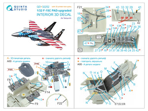 Quinta Studio QD+32252 F-15C PAD-upgraded 3D-Printed &amp;amp; colored Interior on decal paper (Tamiya) (with 3D-printed resin parts) 1/32 – image 12