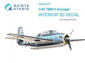 Quinta Studio QD48377 TBM-3 Avenger 3D-Printed &amp;amp; colored Interior on decal paper (Hobby Boss) 1/48