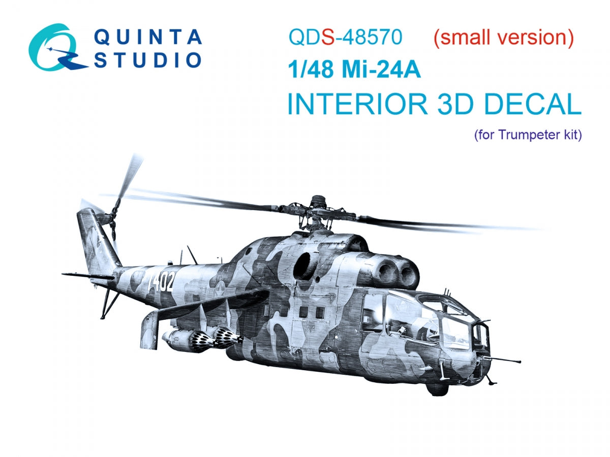 Quinta Studio QDS-48570 Mi-24A 3D-Printed &amp;amp; coloured Interior on decal paper (Trumpeter) (small version) 1/48