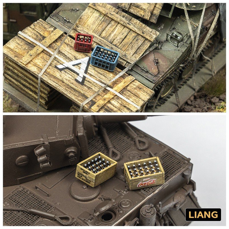 Liang 0433 Beer Soda Bottle Crates WWII x 4 1/35 – zdjęcie 3