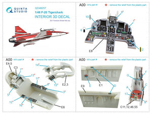 Quinta Studio QD48257 F-20 Tigershark 3D-Printed &amp;amp; colored Interior on decal paper (Freedom Model) 1/48 – image 2