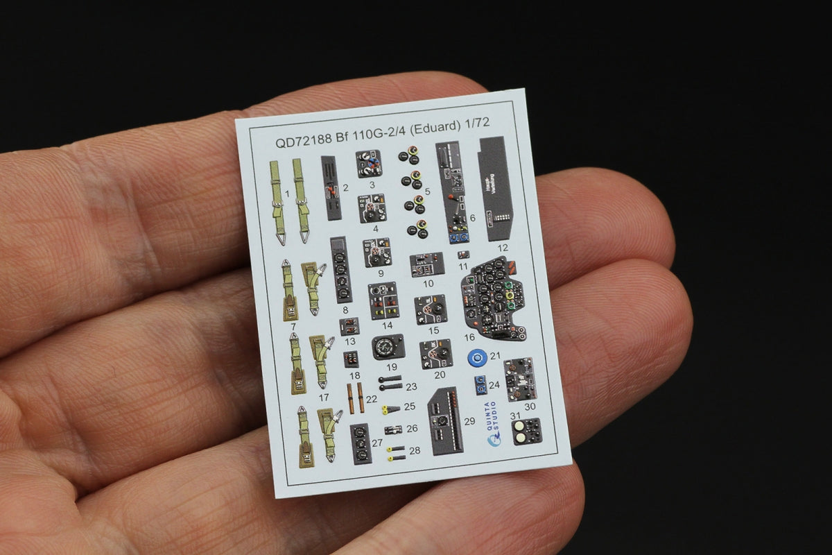 Quinta Studio QD72188 Bf 110G2/4 3D-Printed &amp;amp; colored Interior on decal paper (Eduard) 1/72 – image 4
