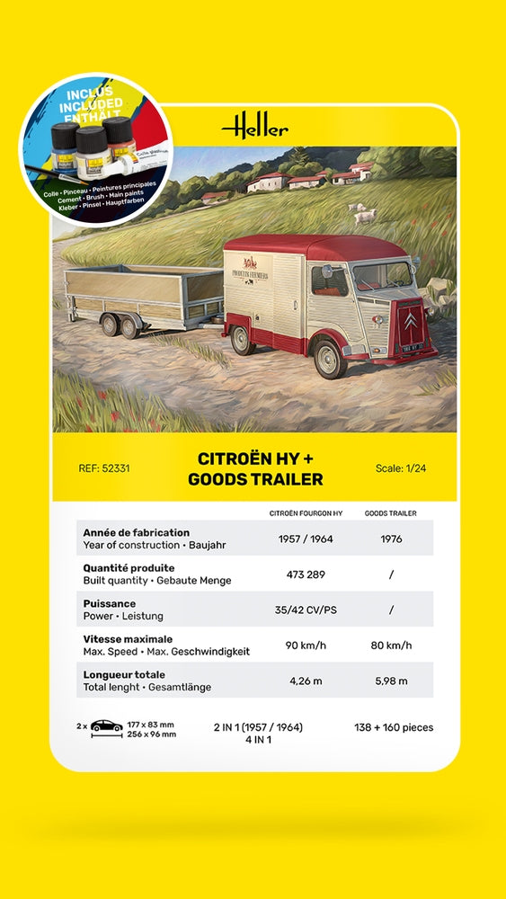 Heller 52331 Starter Kit Citroen Hy + Goods Trailer 1/24 – zdjęcie 3